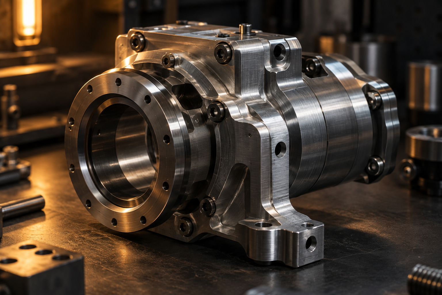 Conceptual machined-metal assembly illustrating industrial prototyping